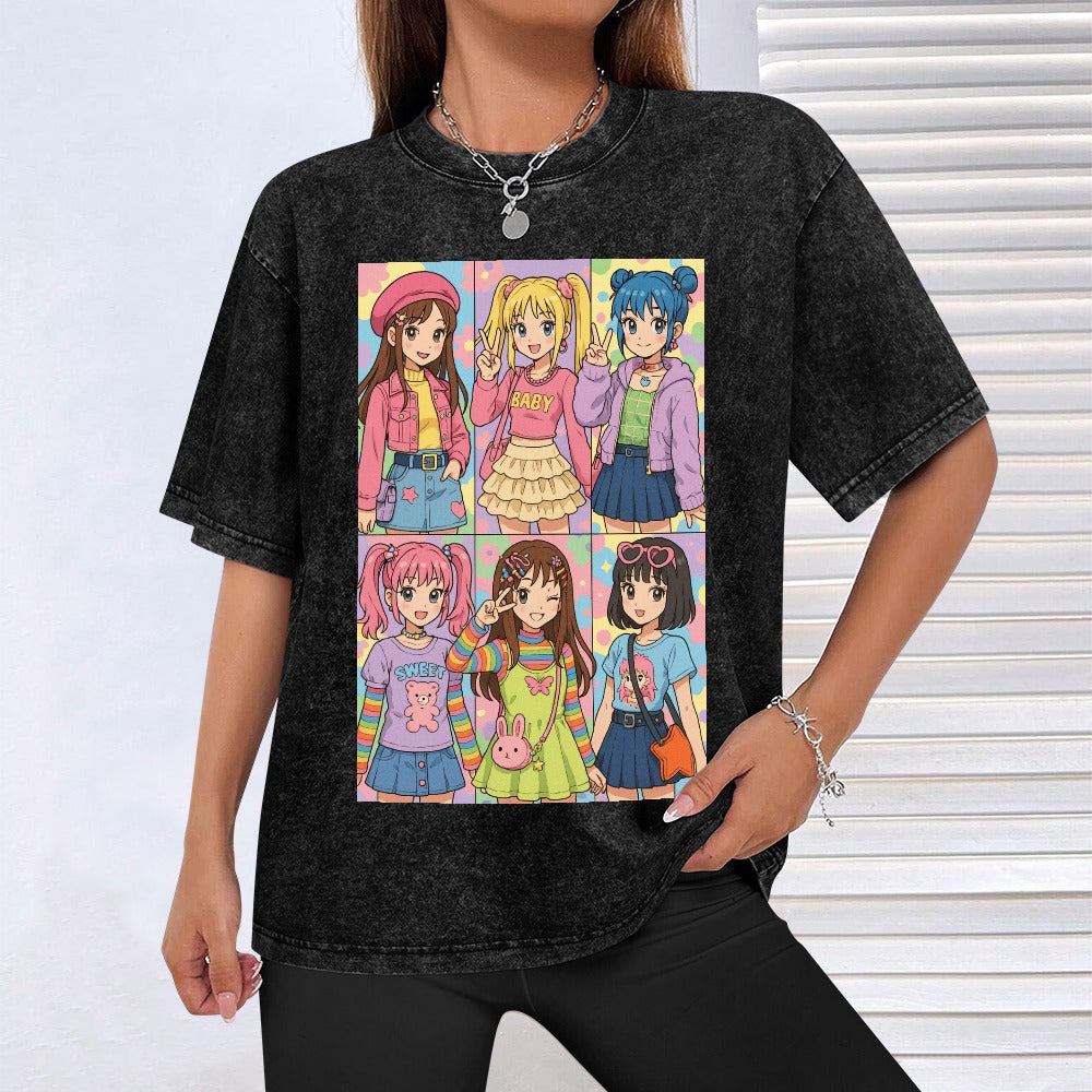 Harajuku Kawaii Fashion Y2K Vintage Off-Shoulder Tee