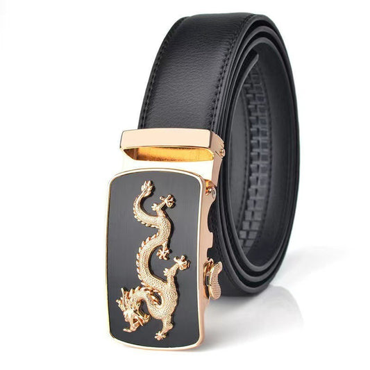 Men's Dragon Design Automatic Buckle Leather Belt