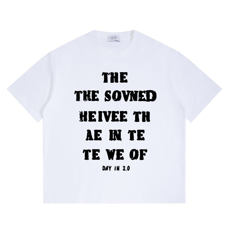 Unisex Harajuku Style Letter Printed Round Neck T-Shirt