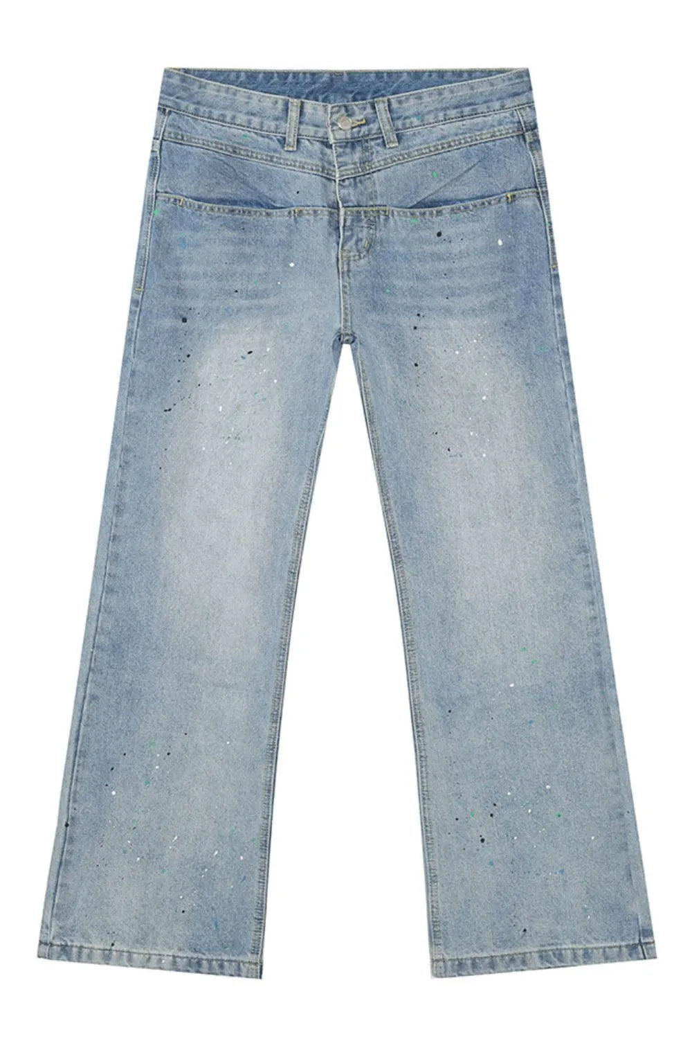 Harajuku Splash Ink Washed Jeans with Pockets