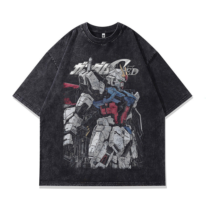 Harajuku Cartoon Print Men's Tee - Pure Cotton Casual Shirt