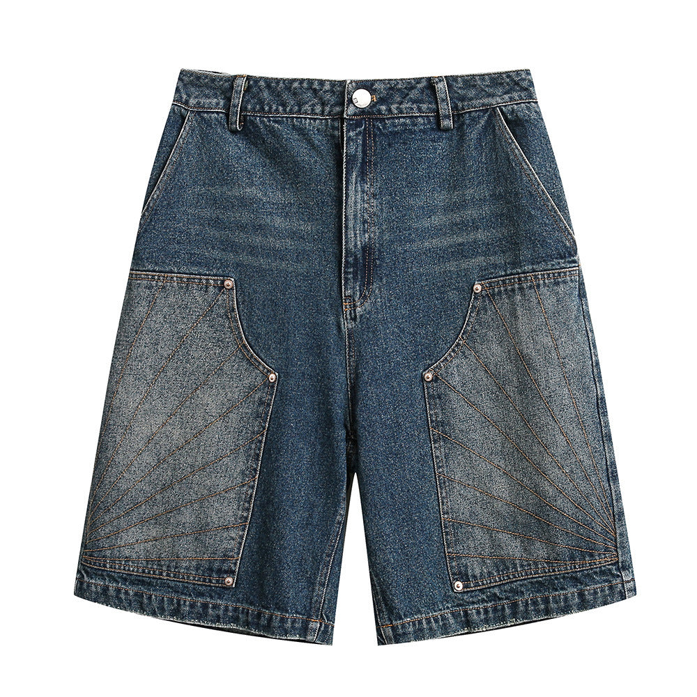 Retro Deconstructed Denim Shorts for Men - Harajuku Style