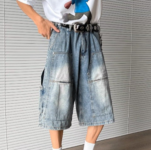 Multi Pocket Wide Leg Cropped Pants