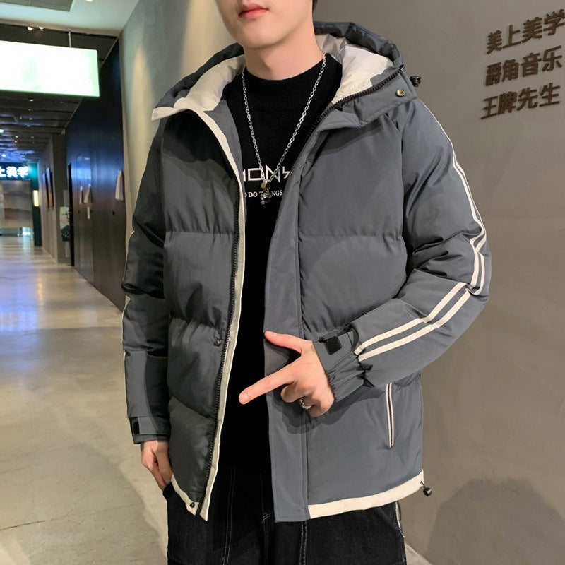 Men's Harajuku-Style Hooded Cotton Jacket - Casual Warm Coat