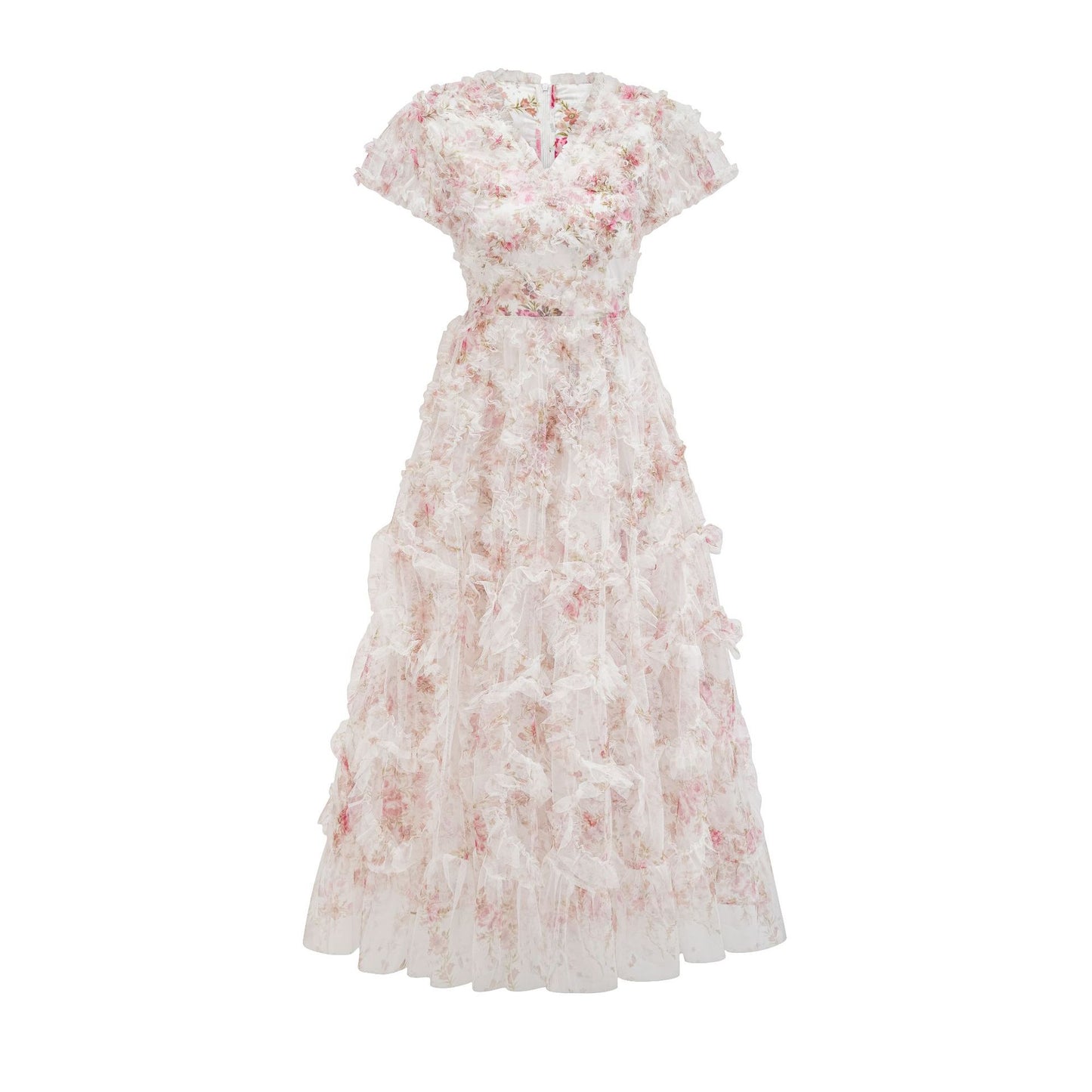 Harajuku-Inspired Floral V-Neck Dress for Daily Commute