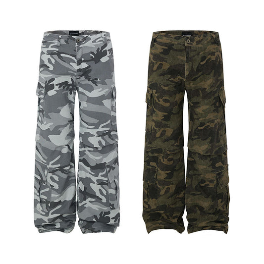 Harajuku Style Straight Pants with Multiple Pockets