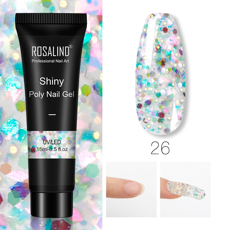 Glitter Poly Nail Gel Extension - 15ml Nail Polish for Manicure