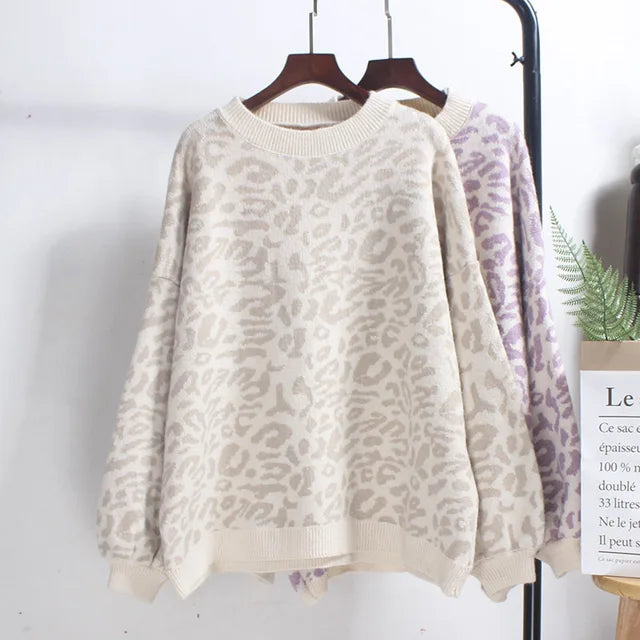 Women's Leopard Oversized Sweater - Harajuku Style