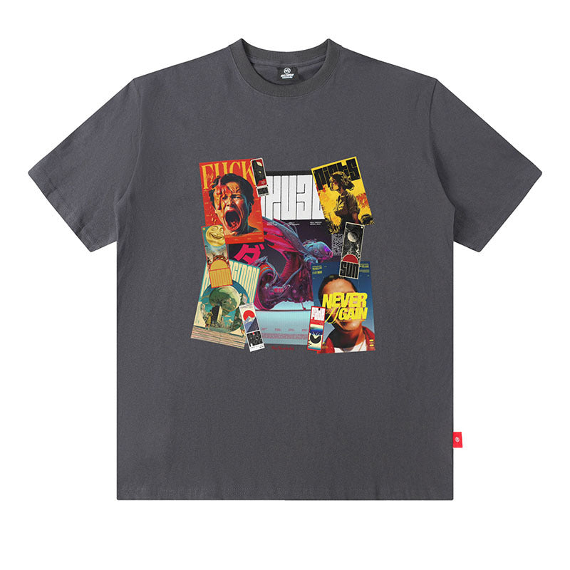 Flame Print Oversize Cotton T-Shirt for Men