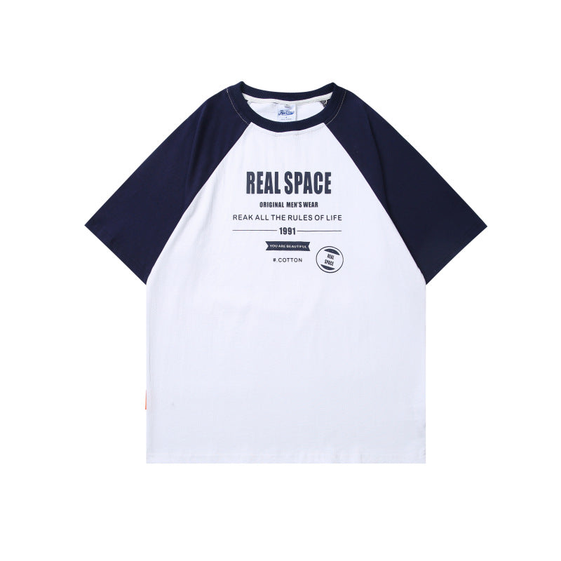 Harajuku Style Color Blocked Letter Print Tee