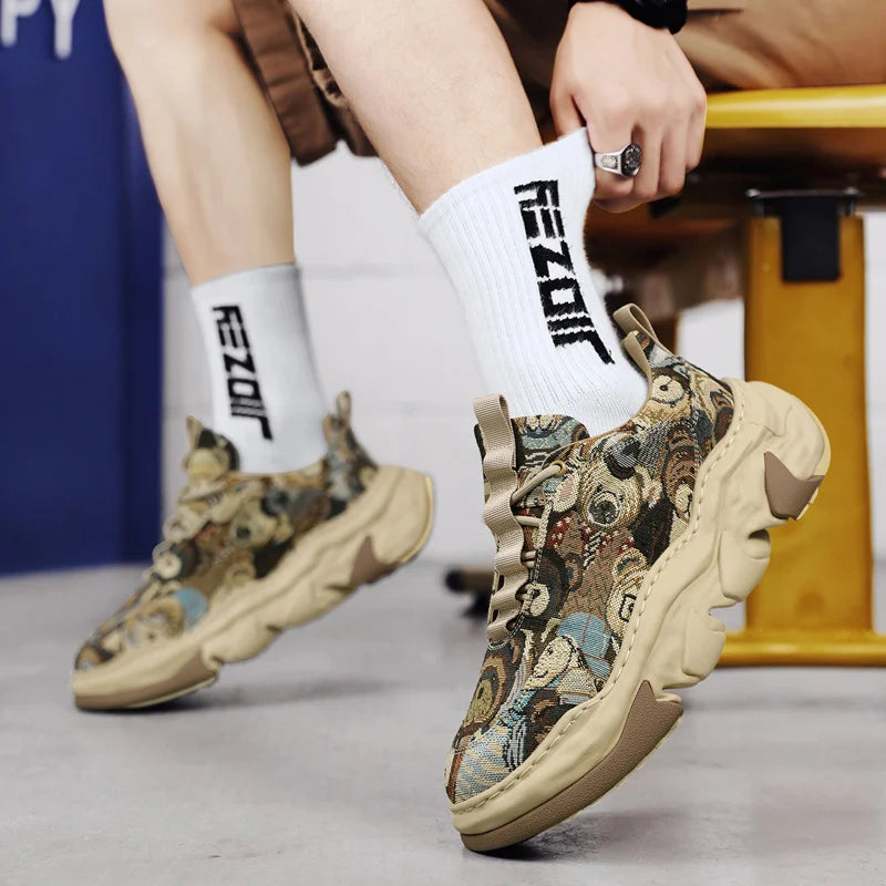 Canvas Breathable Dad Shoes - Height Increasing Trendy Sports Shoes