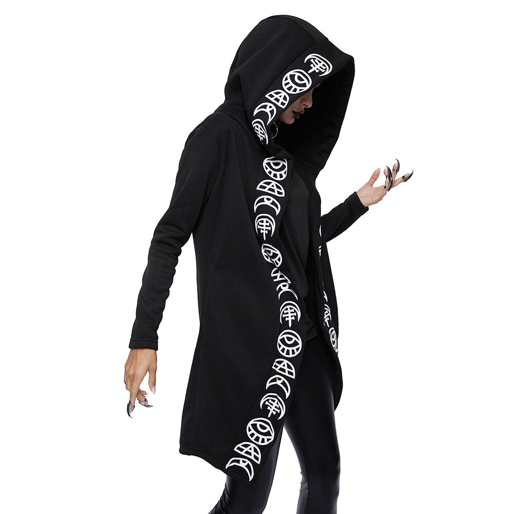 Gothic Chic Black Plus Size Hooded Sweatshirt for Women