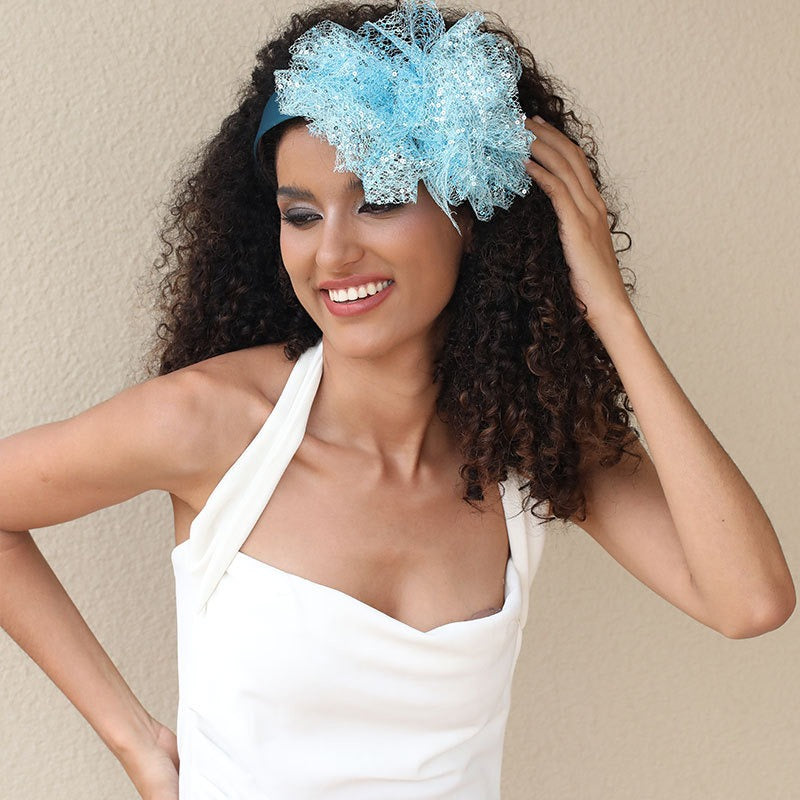 Solid Color Sequin Flower Wide Edge Headband