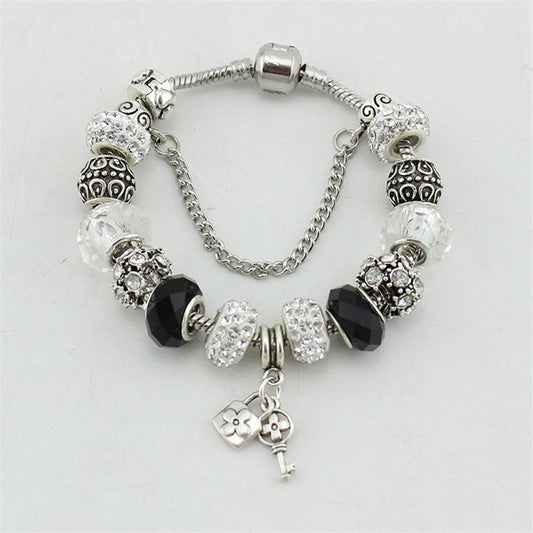 Harajuku Style Black and White Beads Charm Bracelet