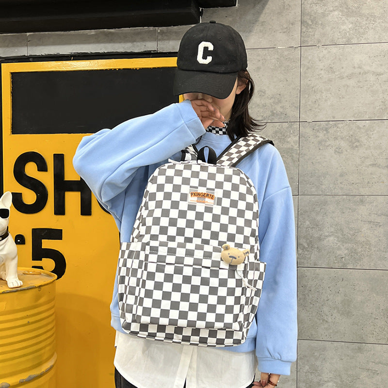 Harajuku Style Plaid Backpack - Large Capacity Schoolbag