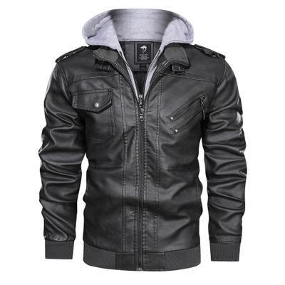Men's Slim Fit Black PU Leather Jacket - Harajuku Style