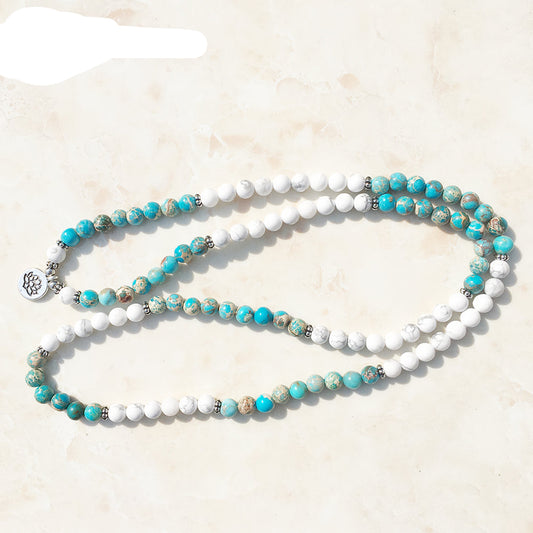 Howlite Natural Stone 108 Beads Mala Bracelet - Harajuku Style