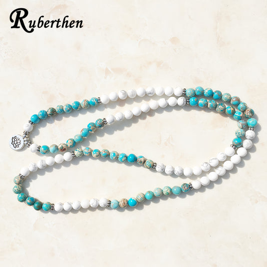 Howlite Natural Stone 108 Beads Mala Bracelet - Harajuku Style