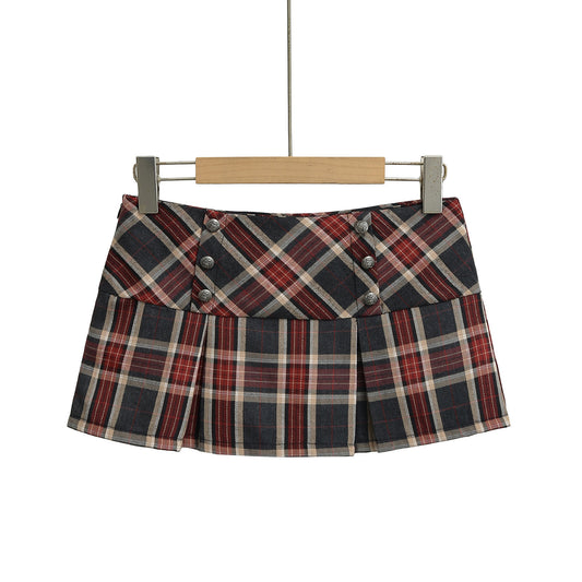 Checkered A-Line Midi Skirt for Women