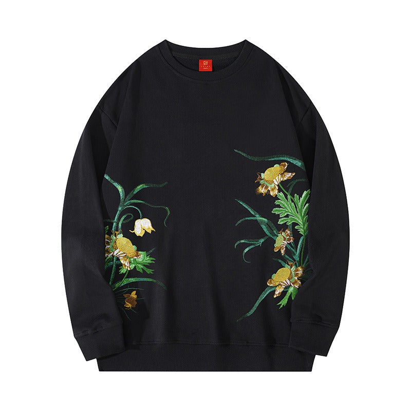 Floral Embroidery Tassel Sweatshirt - Harajuku Style