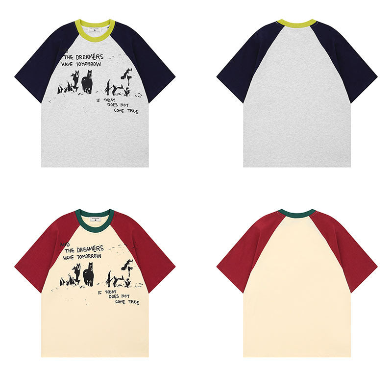 Harajuku Style Pure Cotton Short Sleeve T-Shirt for Couples