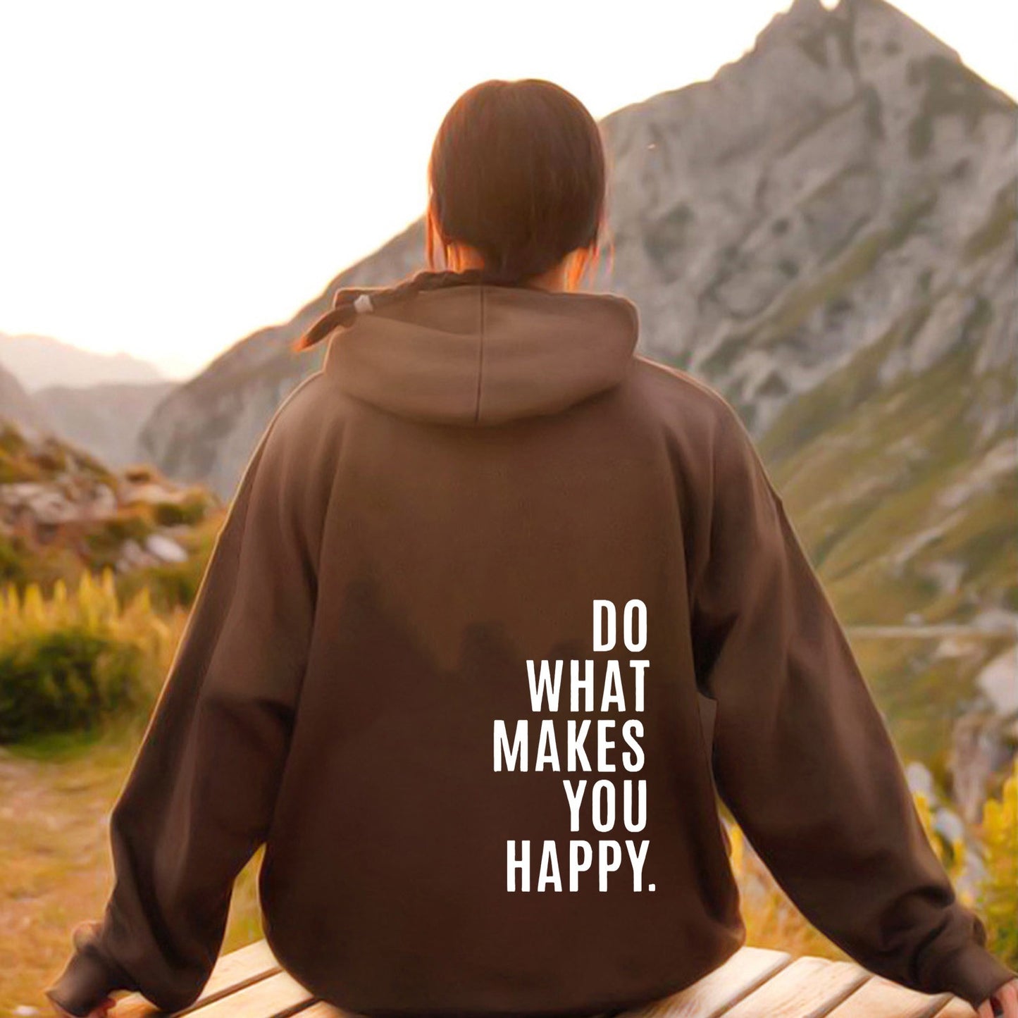 Do What Makes You Happy Dropped Shoulder Hoodie