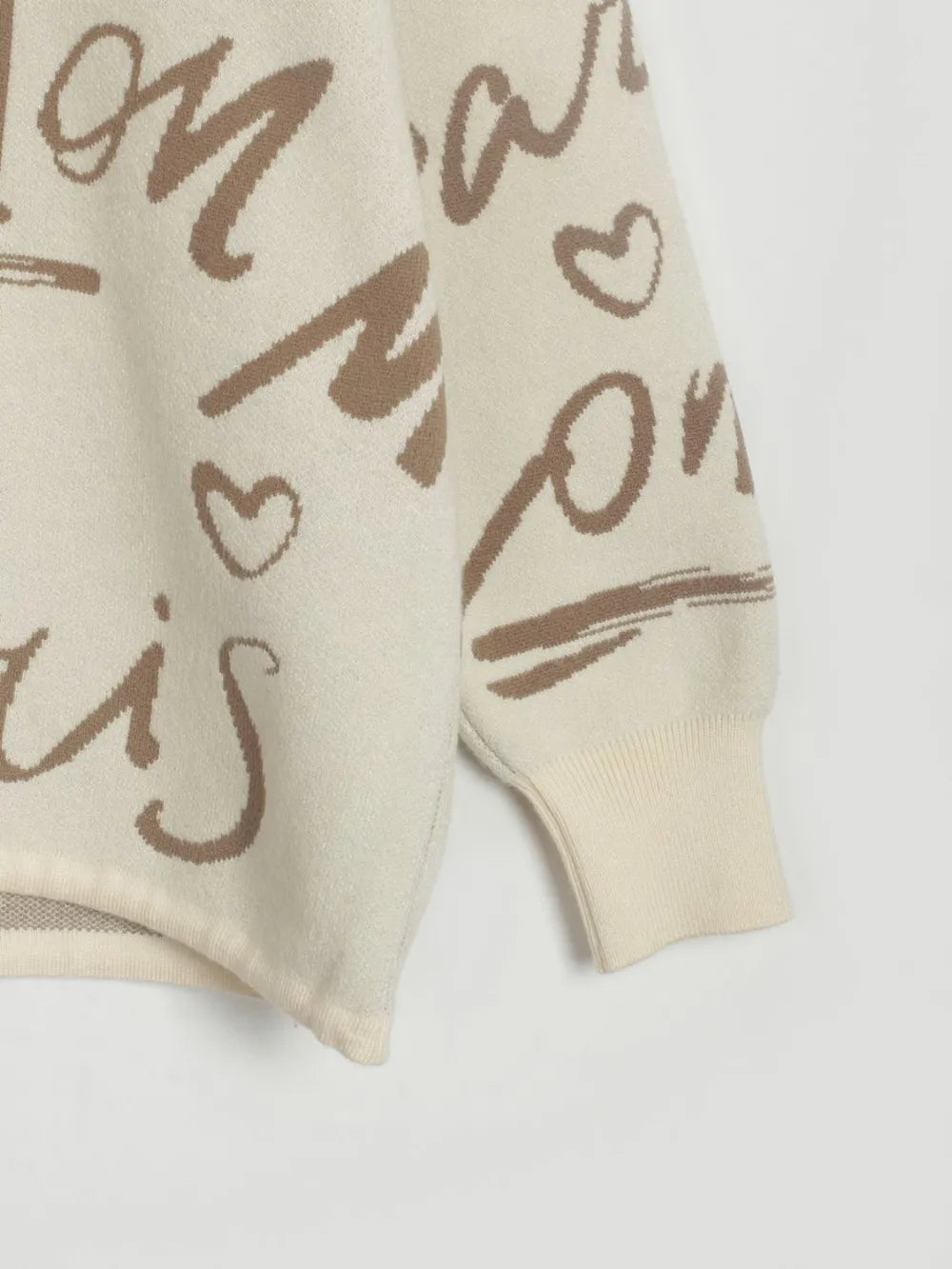 Drawstring Hem Letter Pattern Sweater