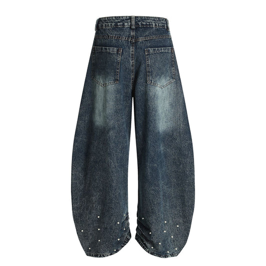 Harajuku Style Wide Leg Wash Denim Jeans
