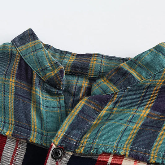 Harajuku Broken Patchwork Plaid Shirt
