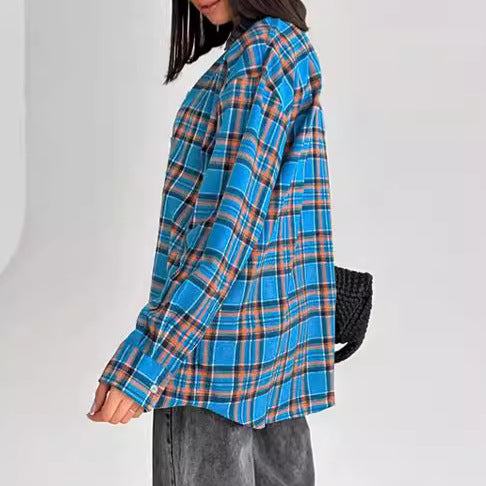 Retro Plaid Long Sleeve Shirt for Harajuku Style