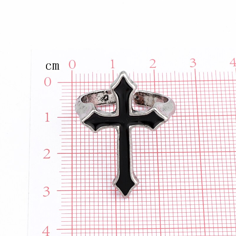 Vintage Black Gothic Cross Open Ring - Harajuku Style Jewelry