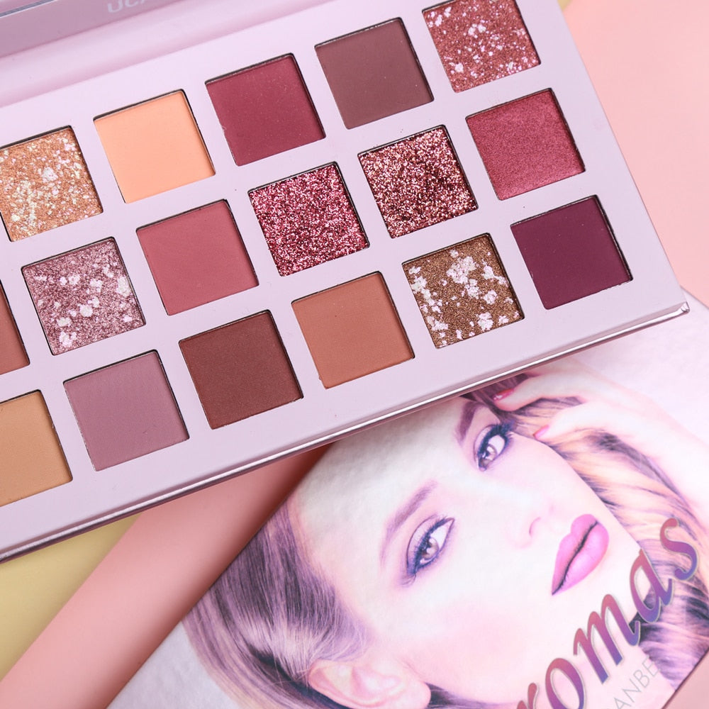 Aromas Nude Eye Shadow Palette - 18 Colors of Shimmer & Matte