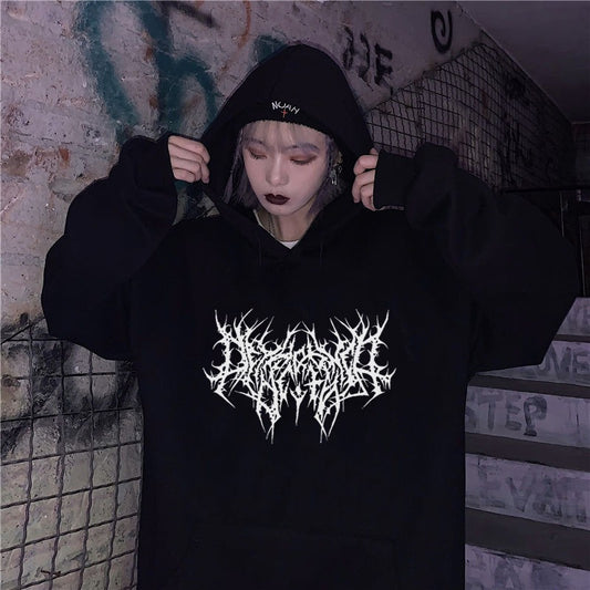 Gothic Hip-Hop Hooded Sweatshirt for Men & Women