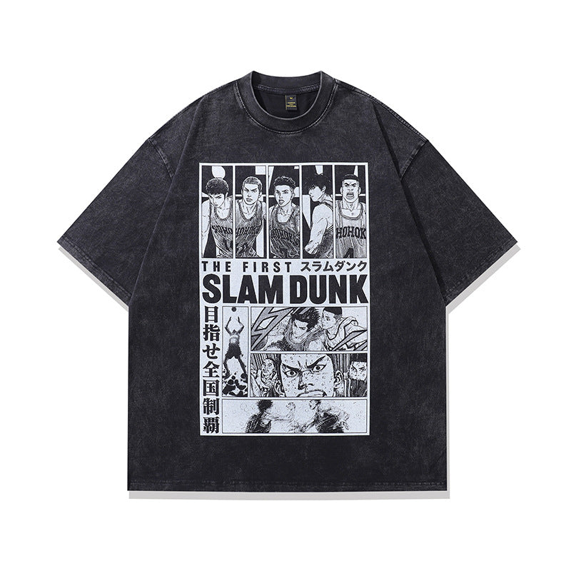 Harajuku Style Printed Heavyweight Cotton Short Sleeve T-Shirt