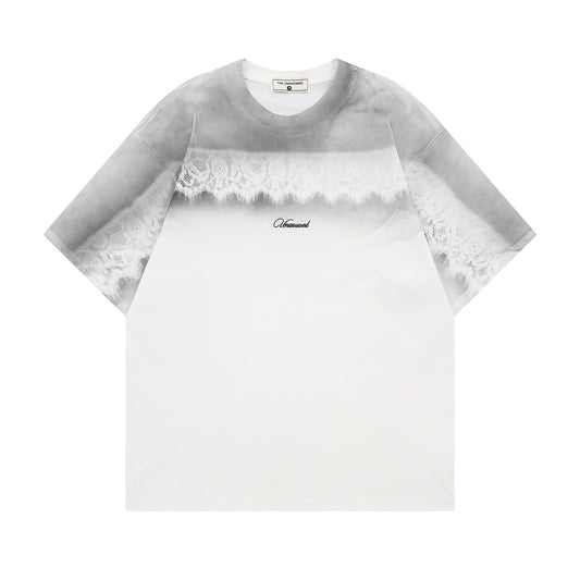 Design Lace Print Short Sleeve T-Shirt