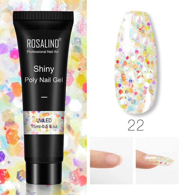 Glitter Poly Nail Gel Extension - 15ml Nail Polish for Manicure