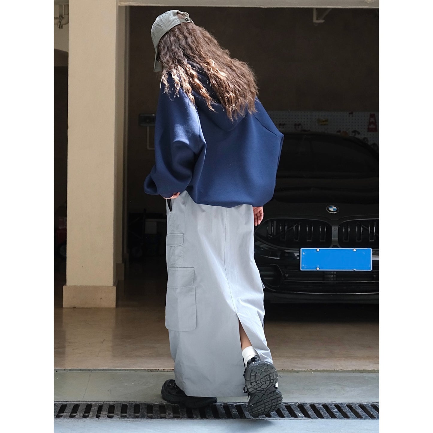 Gray Workwear Half Skirt - Soft & Breathable H-Version