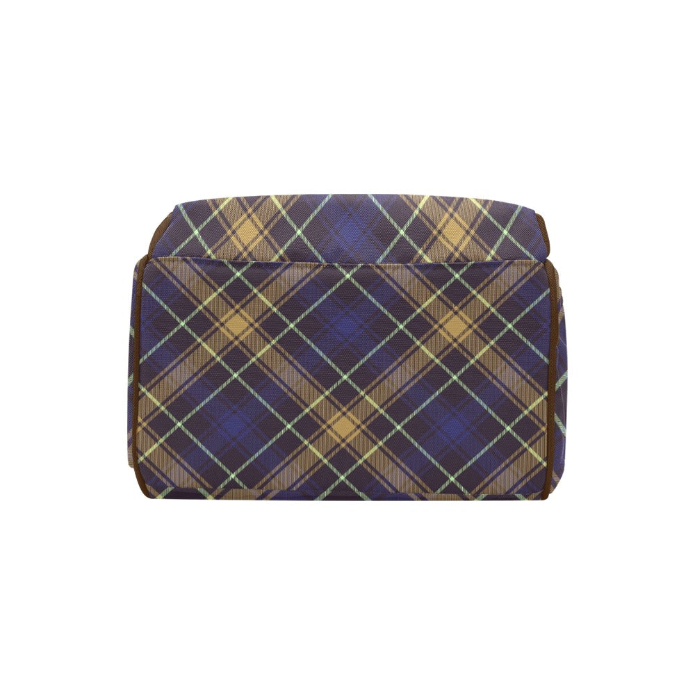 College Navy Blue Plaid Multi-Function Backpack