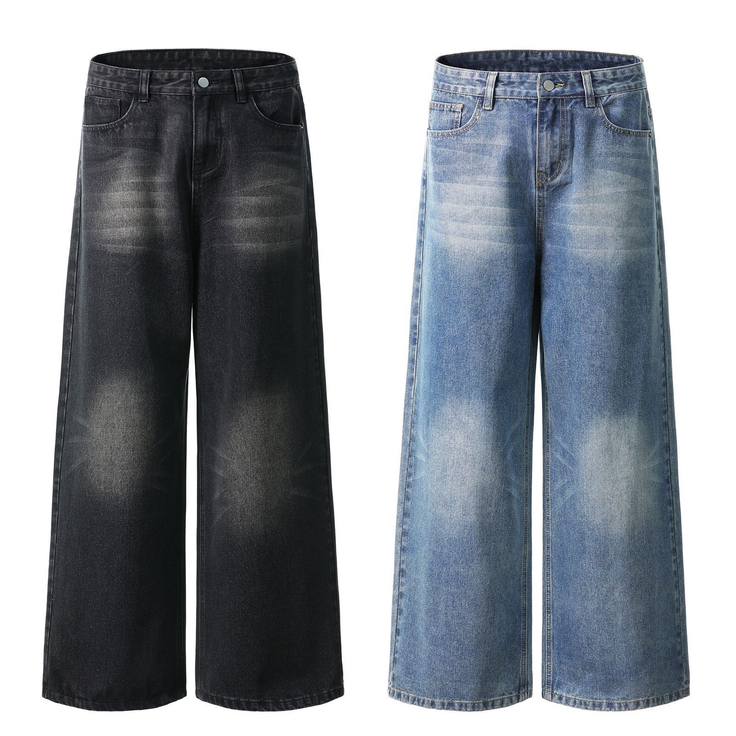 Streetwear Brushed Heavy-Process Washed Denim Pants