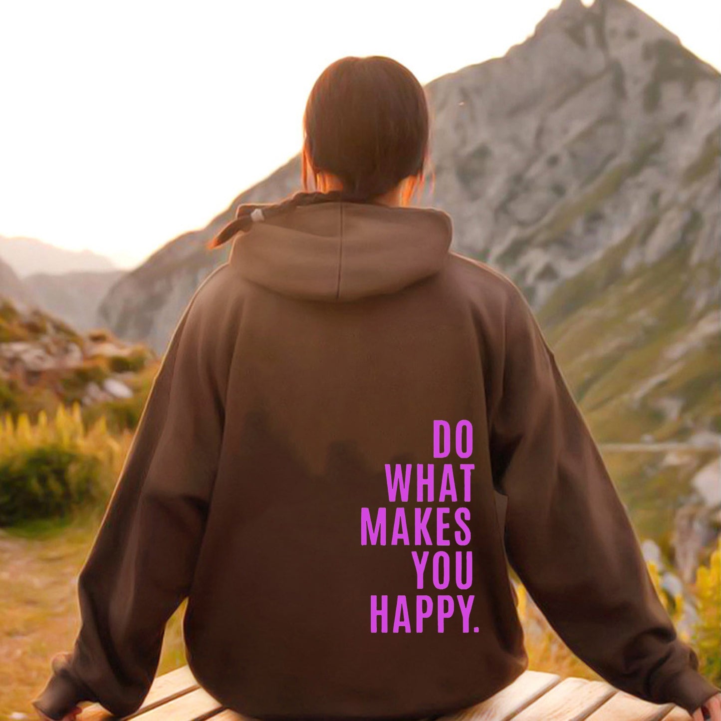 Do What Makes You Happy Dropped Shoulder Hoodie