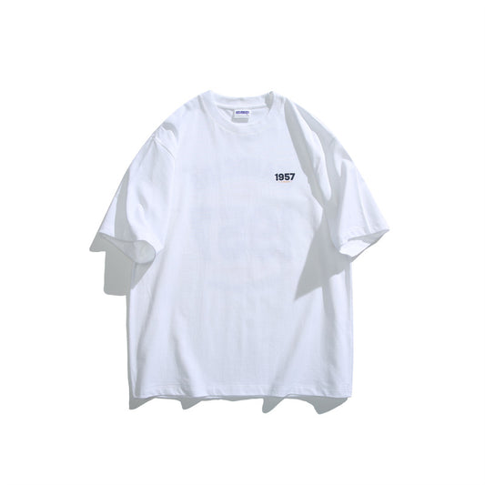 Loose Casual T-Shirt with Printed Short Sleeves