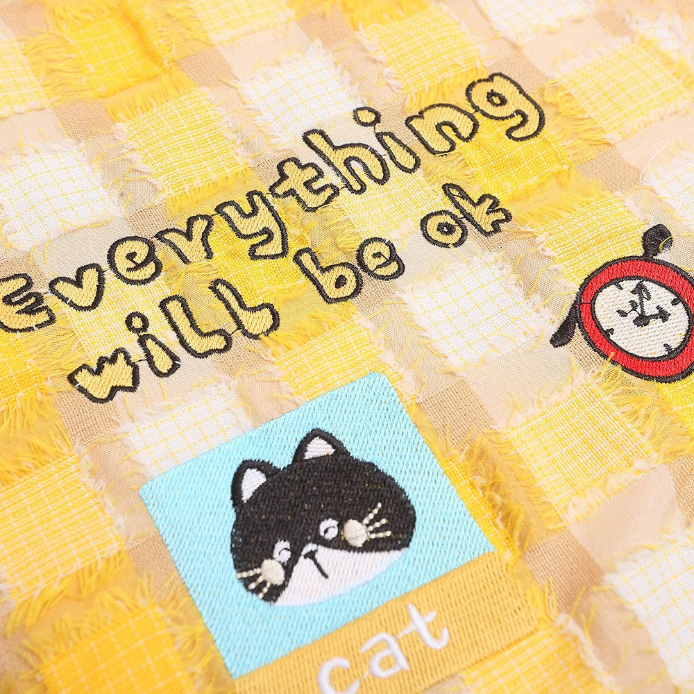 Cat Cartoon Plaid Short Sleeve Shirt - Harajuku Style