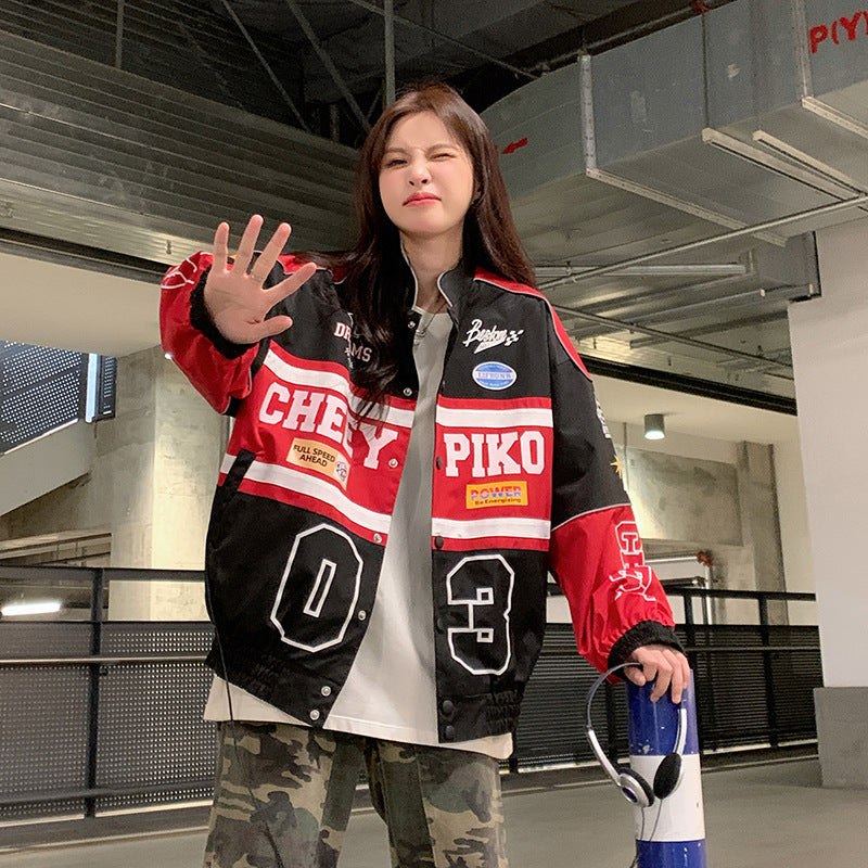 Harajuku-Inspired American Retro Motorcycle Baseball Jacket