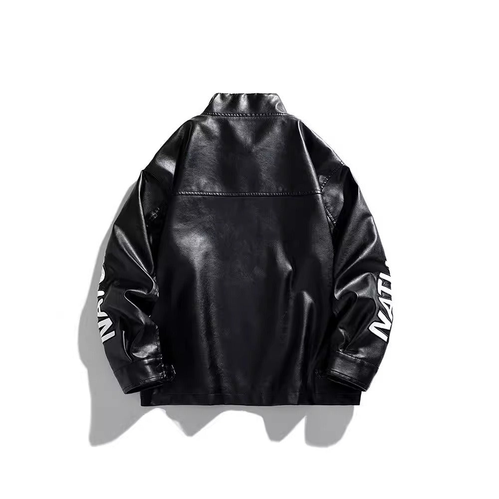 Harajuku Style Men's Leather Motorcycle Jacket