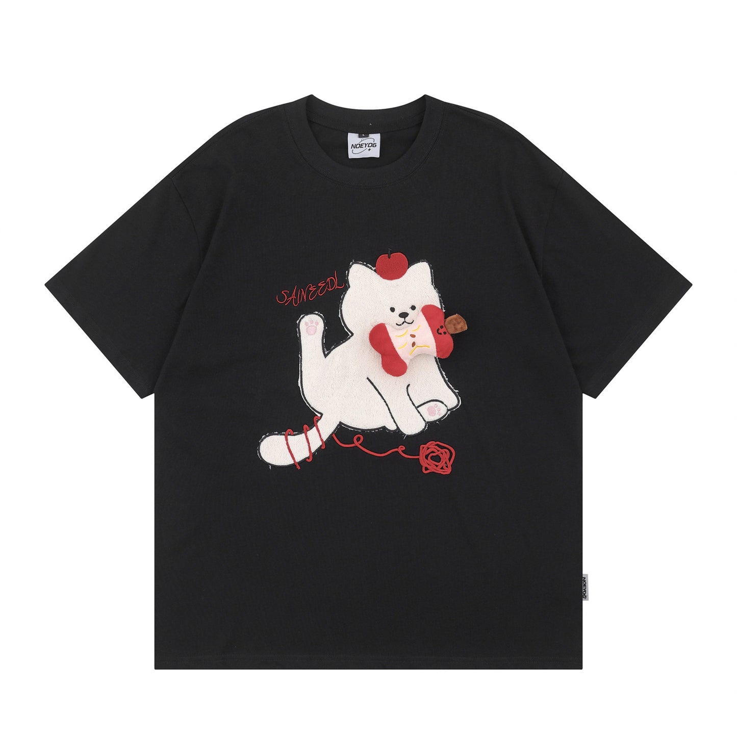 Playful Kitten Graphic Short Sleeved T-Shirt