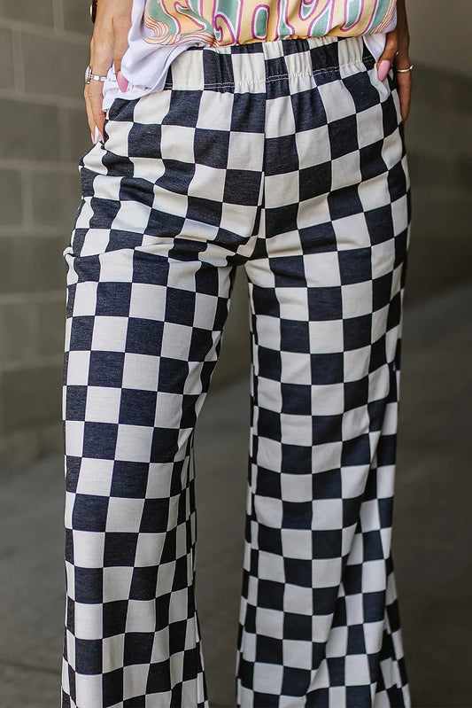 Playful Checkered Wide Leg Pants