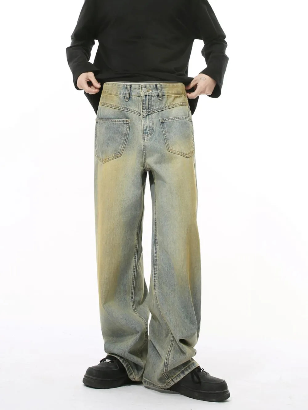 Men's Distressed Backward Jeans - Harajuku Style