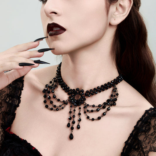 Harajuku Style Black Lace Collarbone Chain Necklace