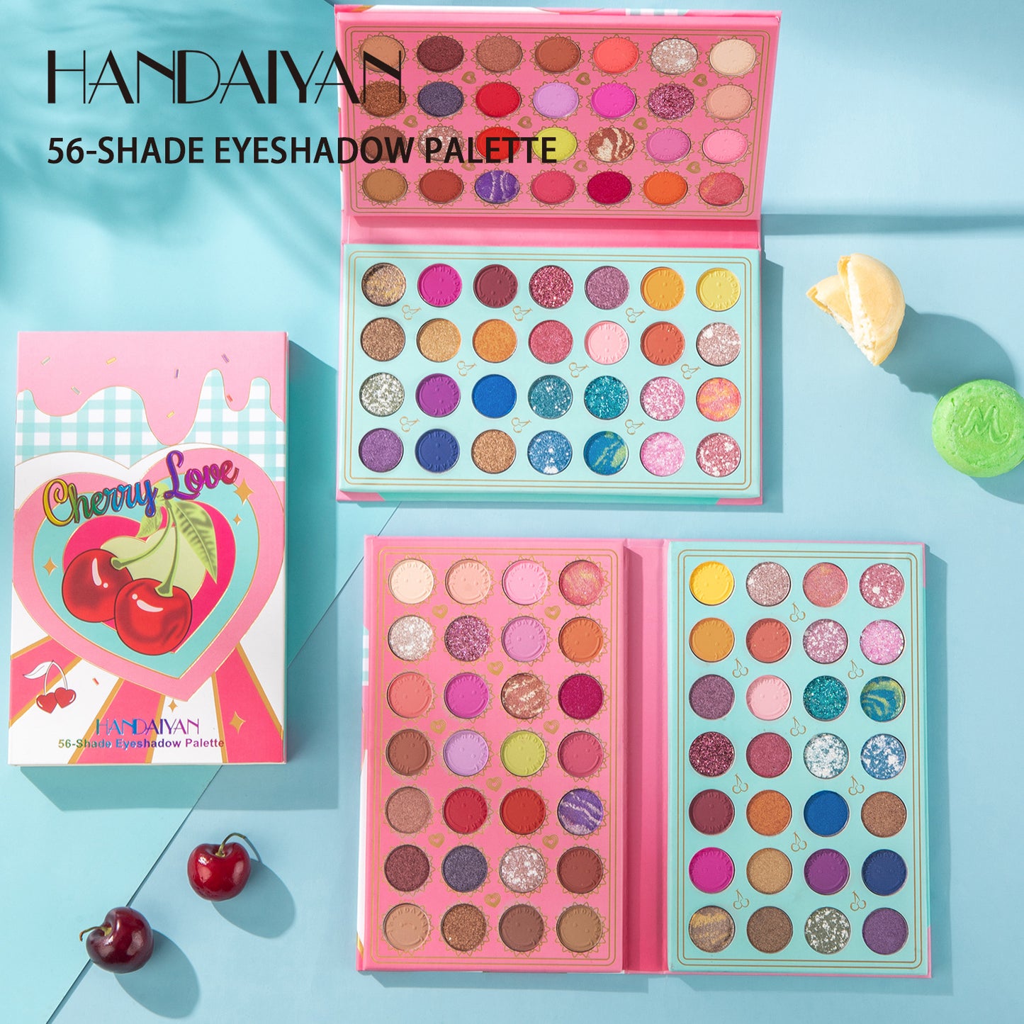 56 Color Pearlescent Eyeshadow Palette for Bold Harajuku Looks