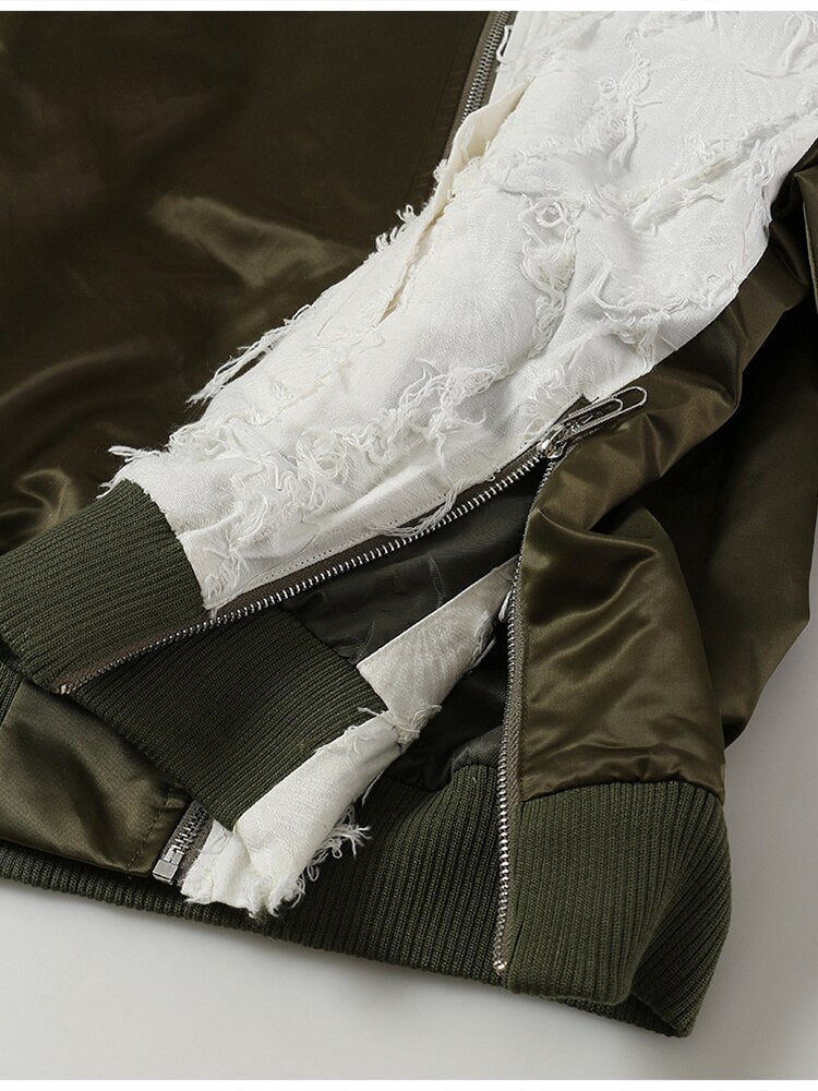 Playful Green Color-Block Oversized Jacket for Women